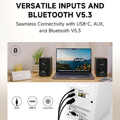 Edifier Bluetooth Bookshelf Speakers, Hi-Res Audio & Hi-Res Wireless Audio Computer Speakers, M60