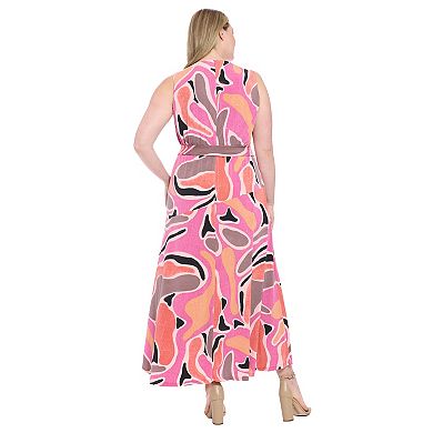 Plus Size London Times V-Neck Maxi Dress
