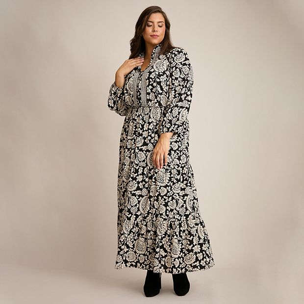 chinese dress ladies London Times Flattering V-Neckline Flowing Skirt Rosie Maxi Dress (Plus Size) main image 0