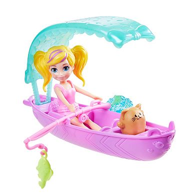 Polly Pocket Glamping Dolls & Playset Bundle with Camper Van, Tent, Canoe & Pets