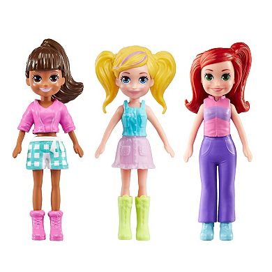 Polly Pocket Glamping Dolls & Playset Bundle with Camper Van, Tent, Canoe & Pets