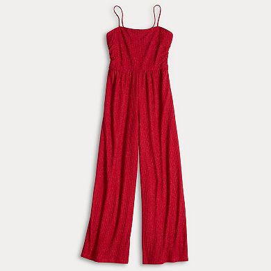 Juniors' Live To Be Spoiled Glitter Jumpsuit