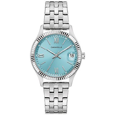 Rare Womens Caravelle By Bulova Watch 23mm Silver Tone Blue Dial New Battery Amazon.com: Caravelle by Bulova Ladies Modern Crystal 3 Hand  main image 3