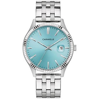 Caravelle Men's Stainless Light Blue Dial Bracelet Watch - 43B174
