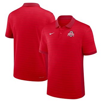 Men's Nike Scarlet Ohio State Buckeyes 2025 Early Season Coaches Sideline Victory Stripe Dri-FIT Polo