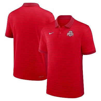 Men's Nike Scarlet Ohio State Buckeyes 2025 Early Season Coaches Sideline Victory Stripe Dri-FIT Polo