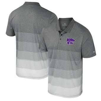Men's Colosseum Gray Kansas State Wildcats Striped Mesh Polo