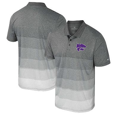 Men's Colosseum Gray Kansas State Wildcats Striped Mesh Polo
