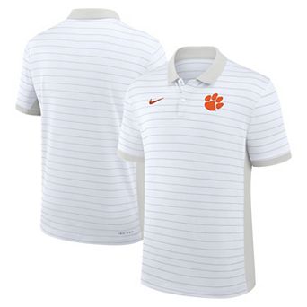 Men's Nike White Clemson Tigers 2025 Early Season Coaches Sideline Victory Stripe Performance Polo