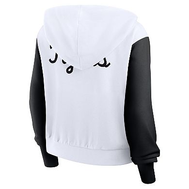 Women's Nike White LSU Tigers Cropped Color-Block Script Full-Zip Hoodie