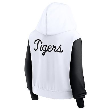 Women's Nike White LSU Tigers Cropped Color-Block Script Full-Zip Hoodie
