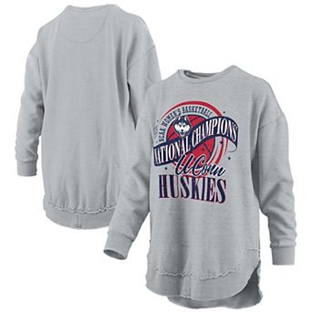 Women's��Pressbox Gray UConn Huskies 2025 WBB National Champions Melange Poncho Pullover Sweatshirt