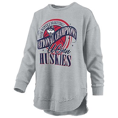 Women's Pressbox Gray UConn Huskies 2025 WBB National Champions Melange Poncho Pullover Sweatshirt