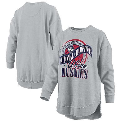 Women's Pressbox Gray UConn Huskies 2025 WBB National Champions Melange Poncho Pullover Sweatshirt