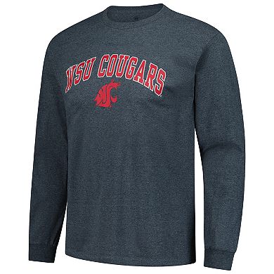Men's Heather Charcoal Washington State Cougars Logo Long Sleeve T-Shirt