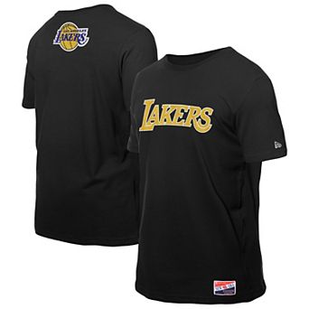 Men's New Era Black Los Angeles Lakers Premium Wordmark T-Shirt