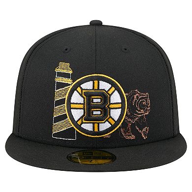 Men's New Era Black Boston Bruins State Stitch 59FIFTY Fitted Hat