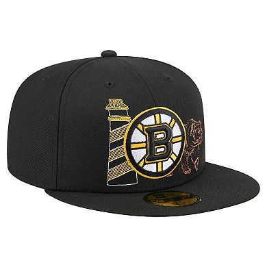 Men's New Era Black Boston Bruins State Stitch 59FIFTY Fitted Hat