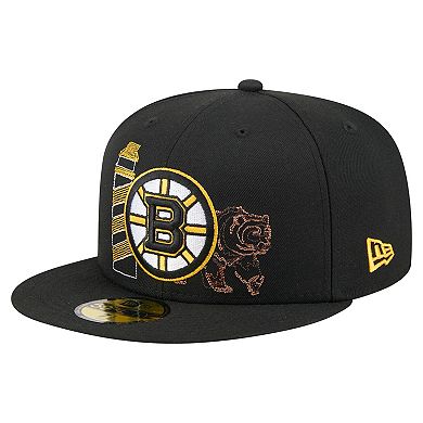 Men's New Era Black Boston Bruins State Stitch 59FIFTY Fitted Hat