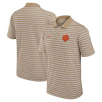 Men's Nike Tan Clemson Tigers Athletic Prep Striped Dri-FIT Polo