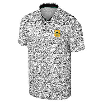 Men's Colosseum Black Baylor Bears It's Time! Allover Print Polo