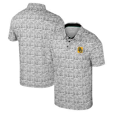 Men's Colosseum Black Baylor Bears It's Time! Allover Print Polo