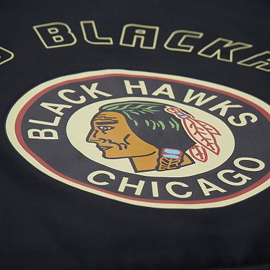 Women's Mitchell & Ness Black Chicago Blackhawks Cropped Full-Zip Puffer Vest
