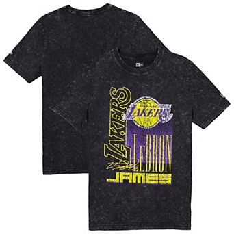 Men's New Era LeBron James Black Los Angeles Lakers Full Court Press Mineral Wash Player T-Shirt