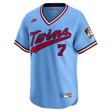 Men's Nike Joe Mauer Light Blue Minnesota Twins Throwback Cooperstown Collection Limited Jersey