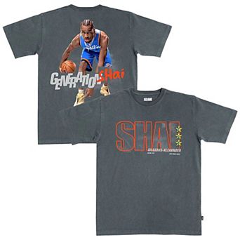 Unisex SLAM Shai Gilgeous-Alexander Charcoal Oklahoma City Thunder February/March 2025 Cover Graphic Remix T-Shirt