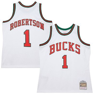 Men's Mitchell & Ness Oscar Robertson White Milwaukee Bucks Hardwood Classics Swingman Jersey