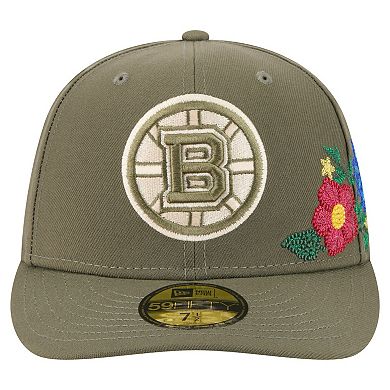 Men's New Era Olive Boston Bruins Tonal Florals 59FIFTY Fitted Hat