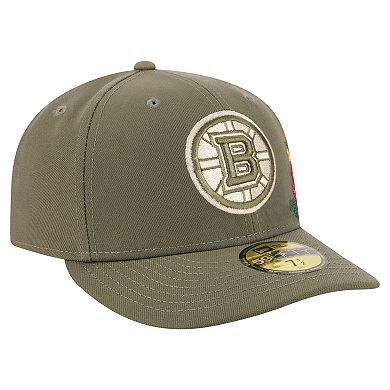 Men's New Era Olive Boston Bruins Tonal Florals 59FIFTY Fitted Hat