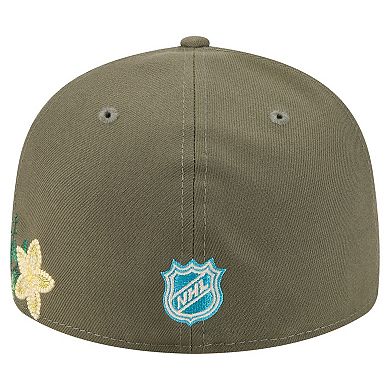 Men's New Era Olive Boston Bruins Tonal Florals 59FIFTY Fitted Hat