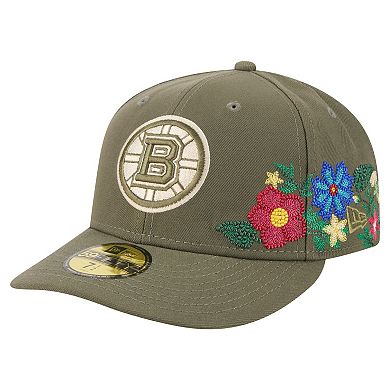 Men's New Era Olive Boston Bruins Tonal Florals 59FIFTY Fitted Hat