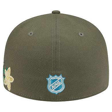 Men's New Era Olive Philadelphia Flyers Tonal Florals 59FIFTY Fitted Hat