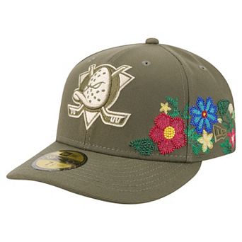 Men's New Era Olive Anaheim Ducks Tonal Florals 59FIFTY Fitted Hat