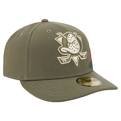 Men's New Era Olive Anaheim Ducks Tonal Florals 59FIFTY Fitted Hat