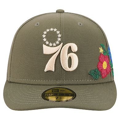 Men's New Era Olive Philadelphia 76ers Tonal Florals 59FIFTY Fitted Hat