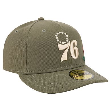 Men's New Era Olive Philadelphia 76ers Tonal Florals 59FIFTY Fitted Hat