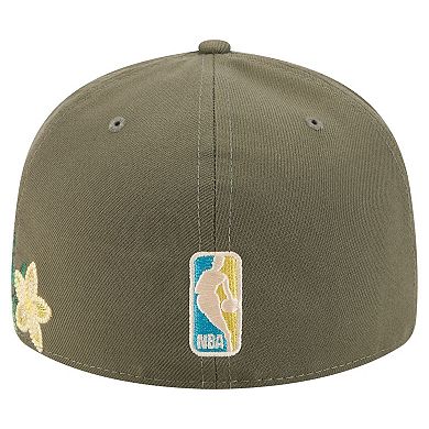 Men's New Era Olive Philadelphia 76ers Tonal Florals 59FIFTY Fitted Hat