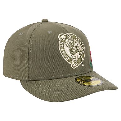 Men's New Era Olive Boston Celtics Tonal Florals 59FIFTY Fitted Hat