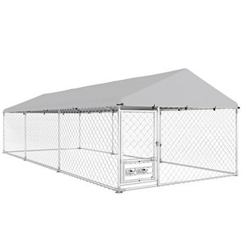 PawHut Extra Large Outdoor Dog Kennel with Adjustable & Rotatable Bowl Rack