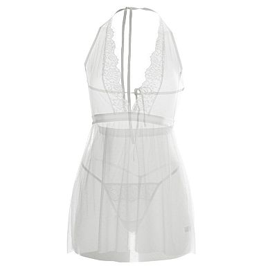 2 Piece Set Women's Emma Delicate Lace Babydoll And Thong