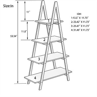 16.93 in. Tall White A Frame Wood 4-Shelf Bookcase