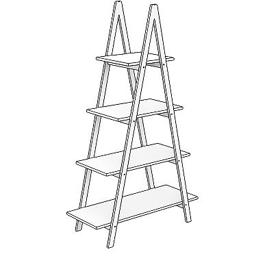 16.93 in. Tall White A Frame Wood 4-Shelf Bookcase