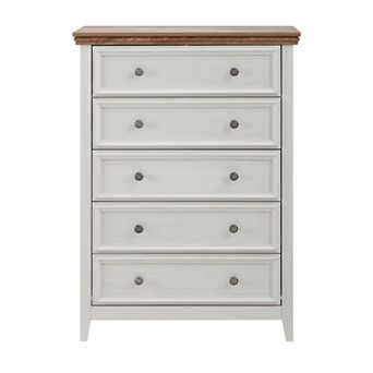 Beige 44.3 in H Accent Cabinet with 5 Drawers