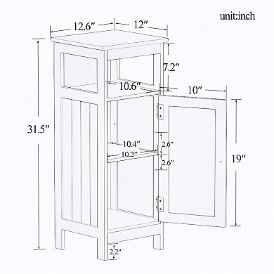 12.6 in. W. x 12 in. D x 31.5 in. H White Linen Cabinet with 1-Shelf