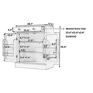 Merax Buffet Food Storage, Coffee Bar Cabinet with Drawer, 2 Adjustable Shelves and 2 Door Shelves