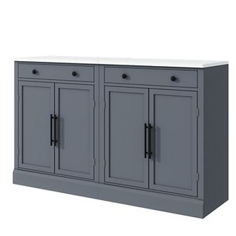 Merax Buffet Food Storage, Coffee Bar Cabinet with Drawer, 2 Adjustable Shelves and 2 Door Shelves